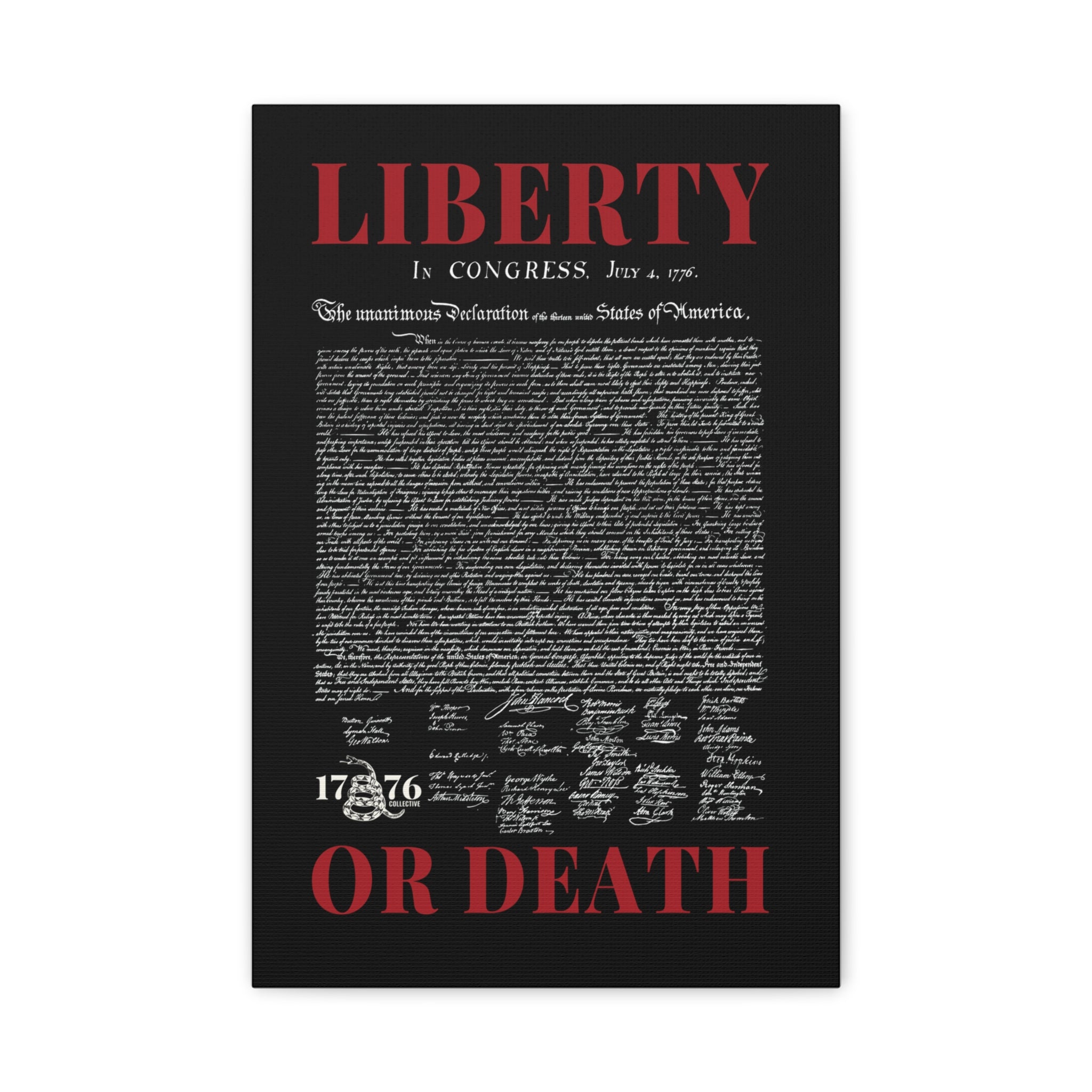 Liberty or Death Matte Canvas Print — Declaration of Independence Wall Art
