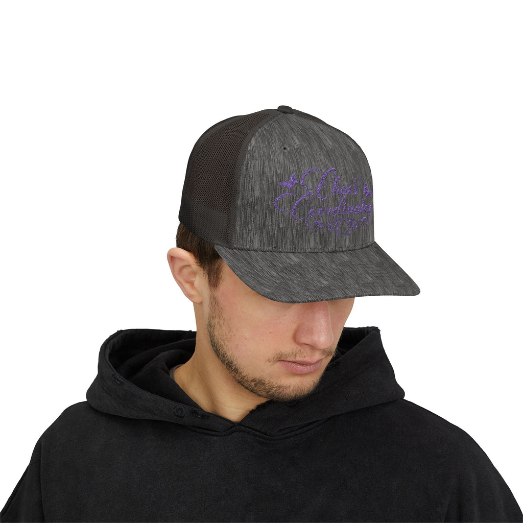 Chaos Coordinator Trucker Cap — Glitter Script Snapback Hat