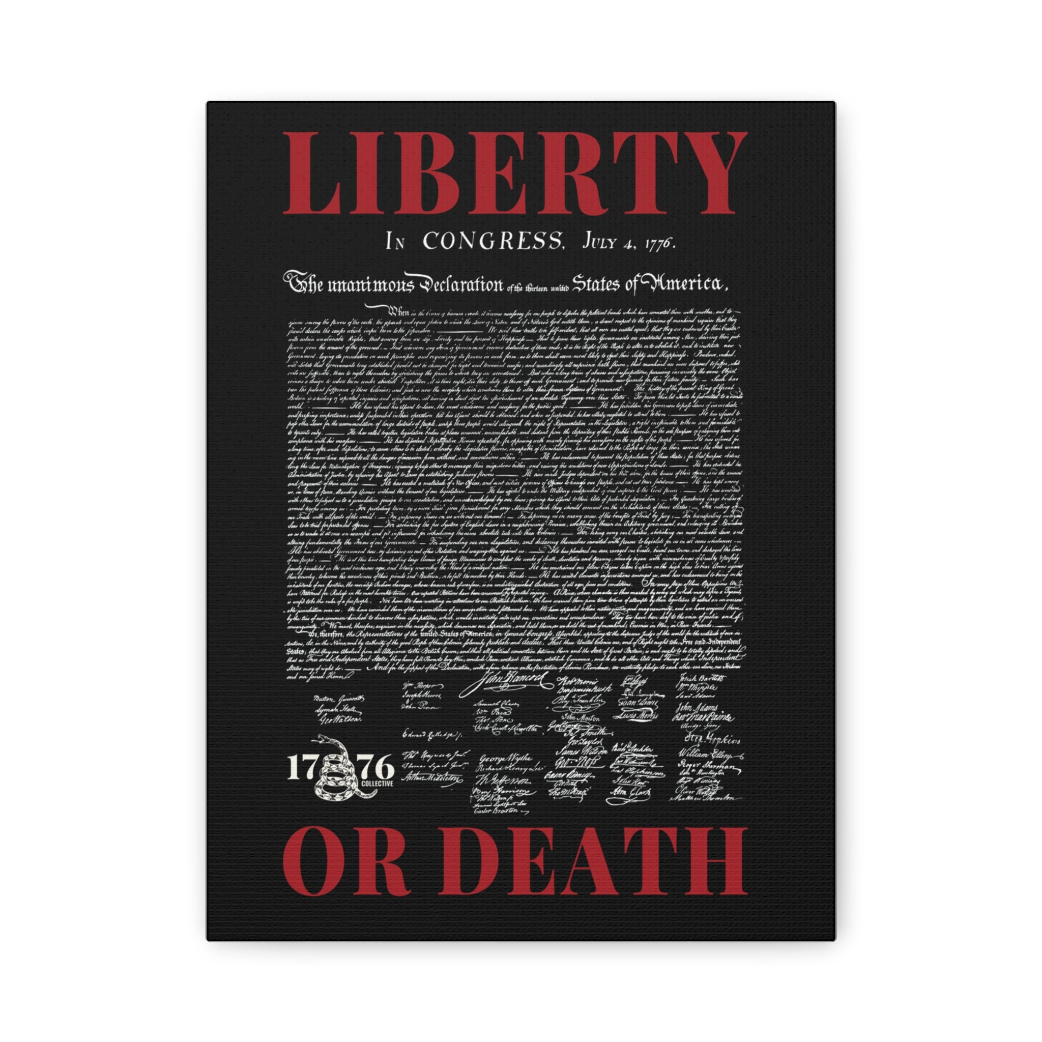 Liberty or Death Matte Canvas Print — Declaration of Independence Wall Art