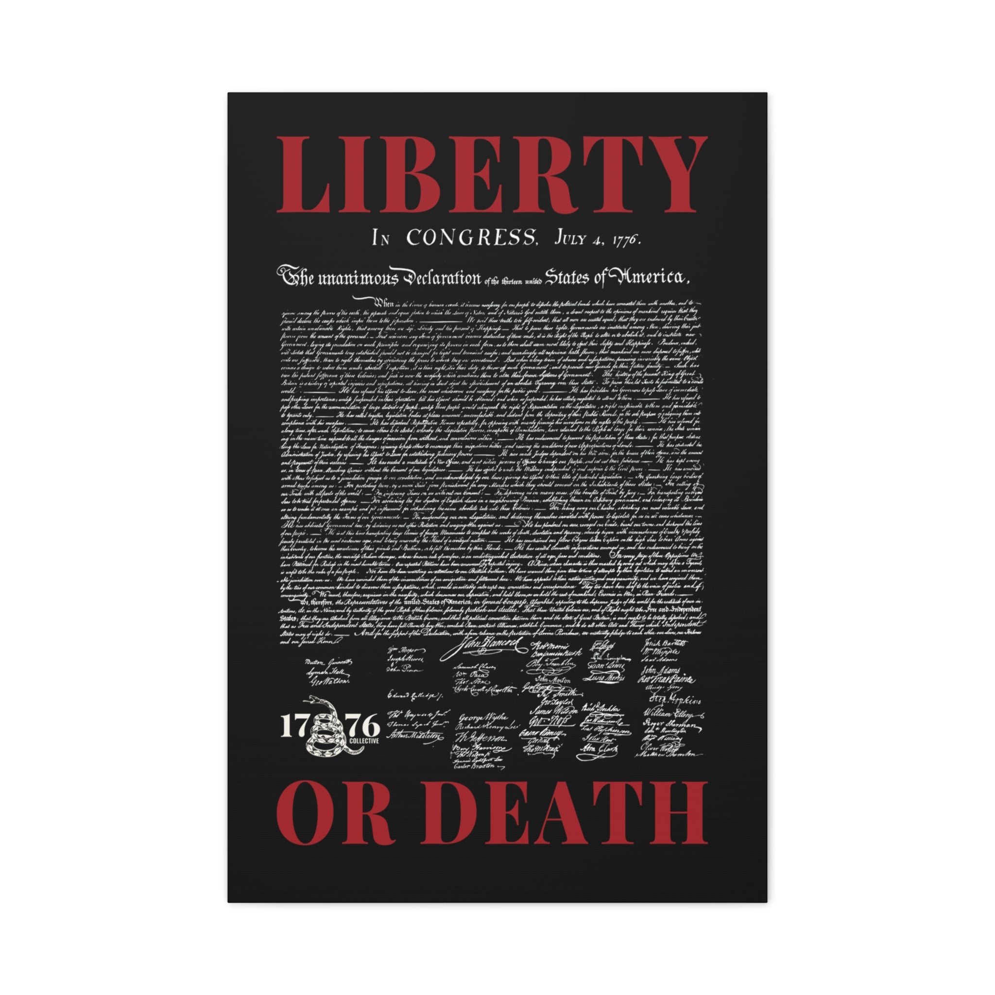 Liberty or Death Matte Canvas Print — Declaration of Independence Wall Art