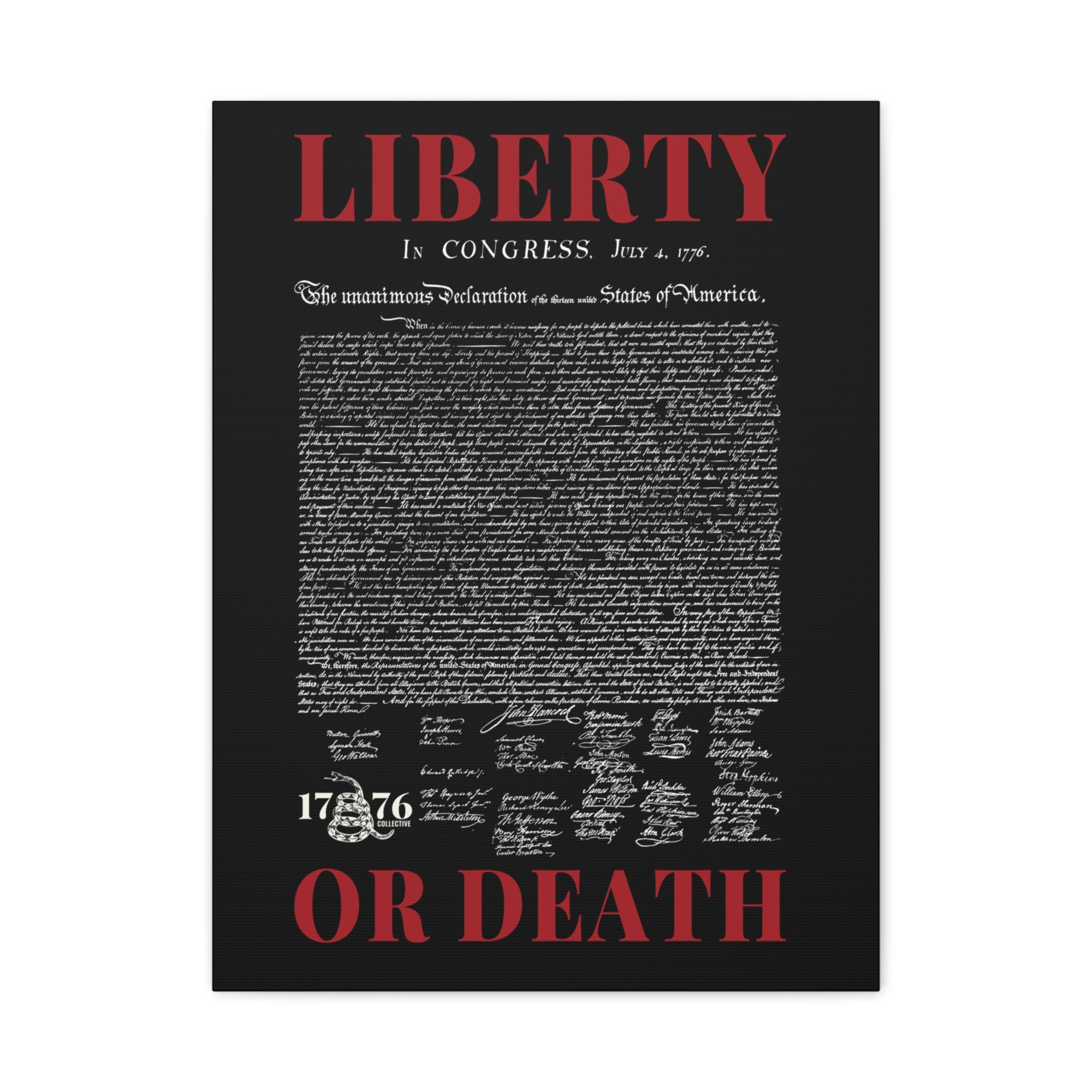 Liberty or Death Matte Canvas Print — Declaration of Independence Wall Art