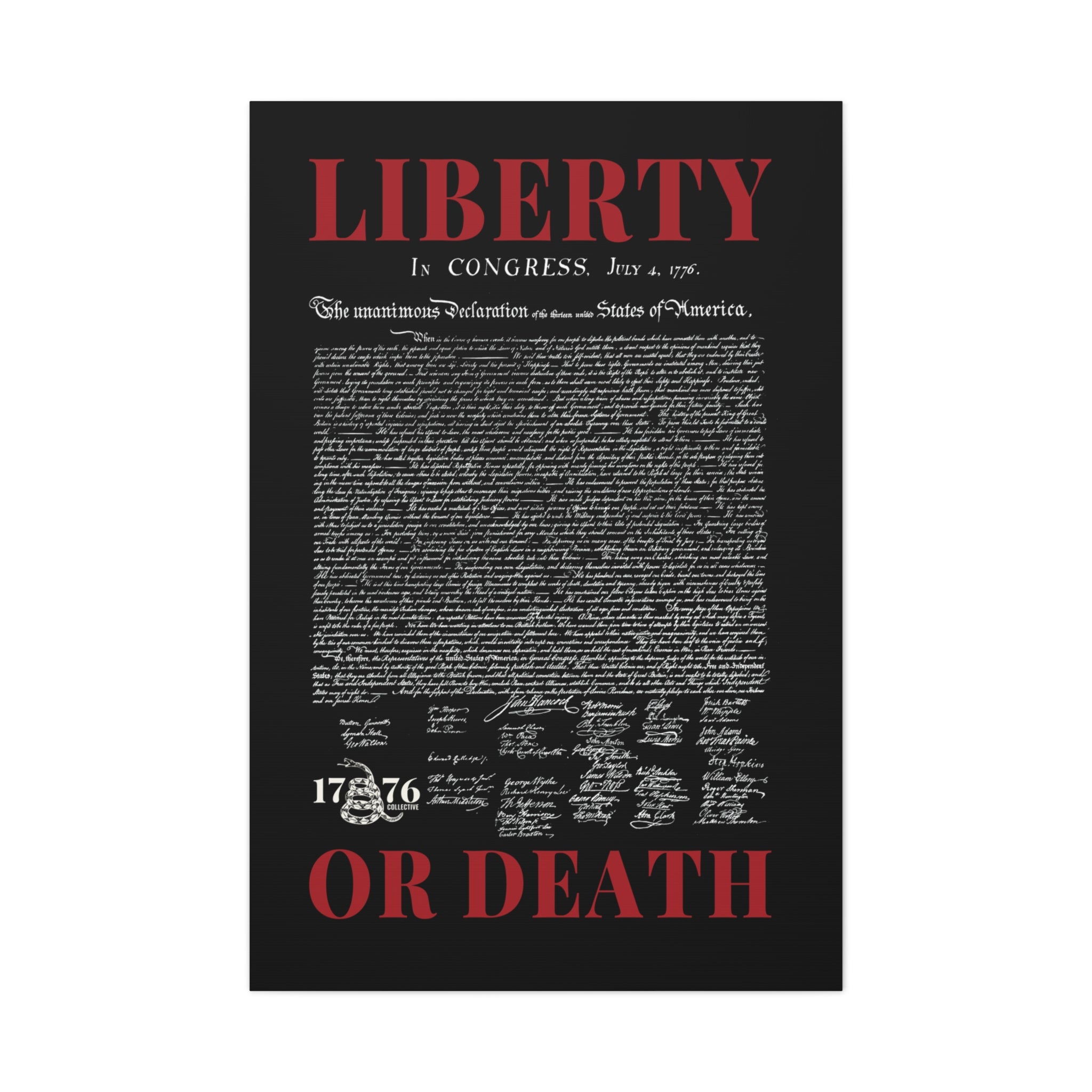 Liberty or Death Matte Canvas Print — Declaration of Independence Wall Art