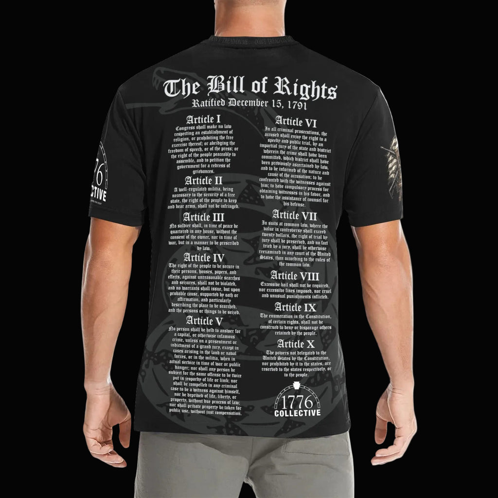 Premium Bill of Rights tee featuring American constitutional artwork by 1776 Collective
