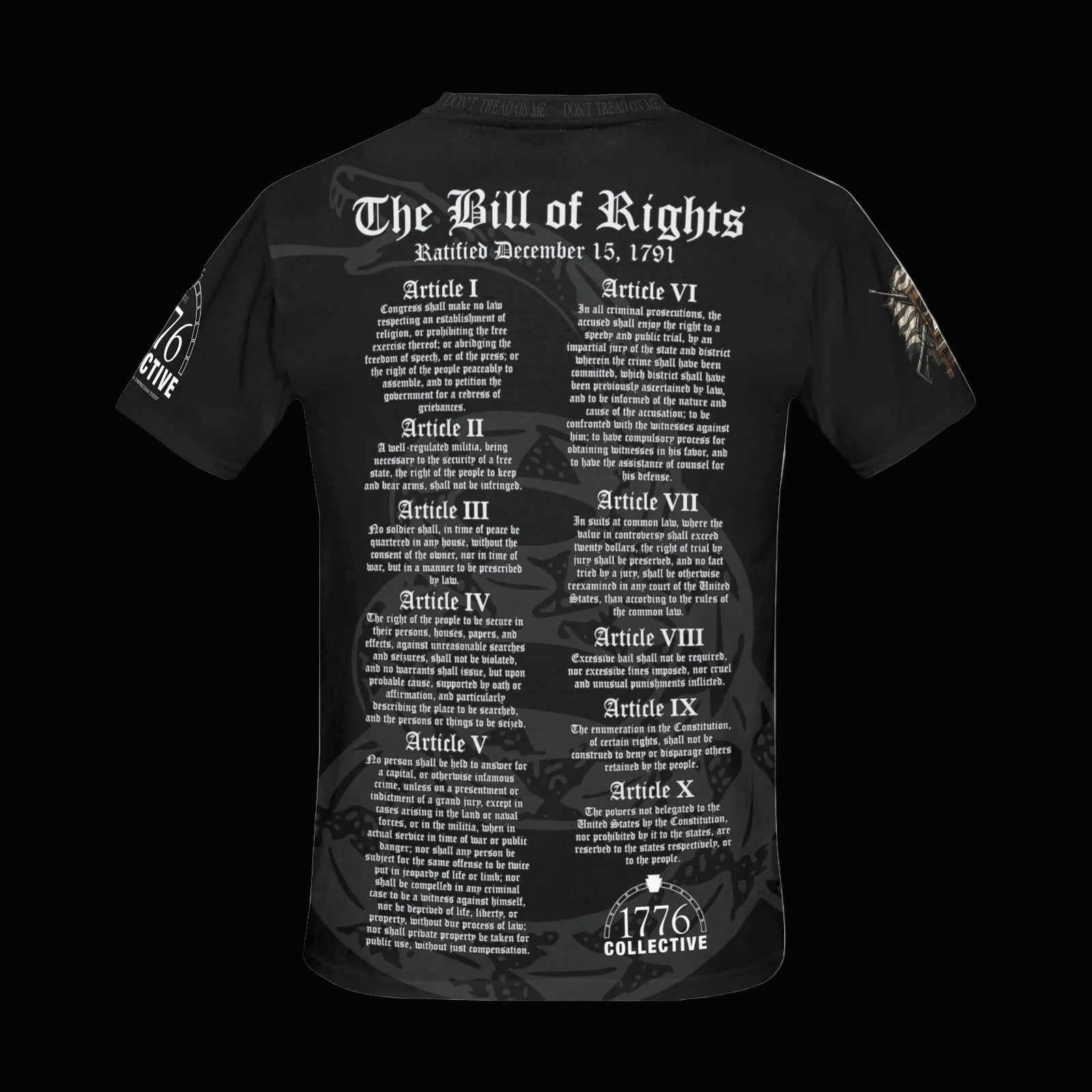 Premium Bill of Rights tee featuring American constitutional artwork by 1776 Collective
